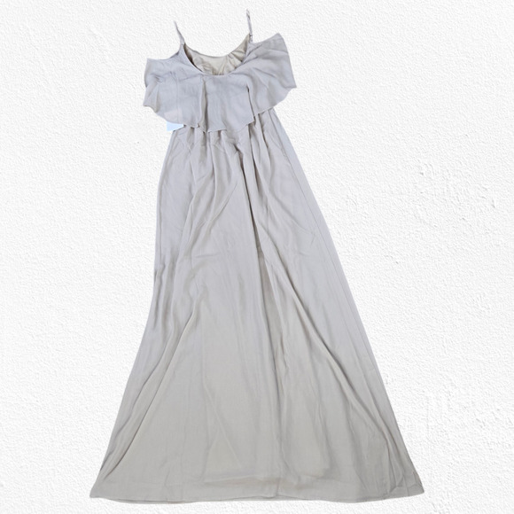 Show Me Your Mumu Beige Tan Caitlin Ruffle Maxi Bridesmaid Formal Dress Size XS - Picture 12 of 12